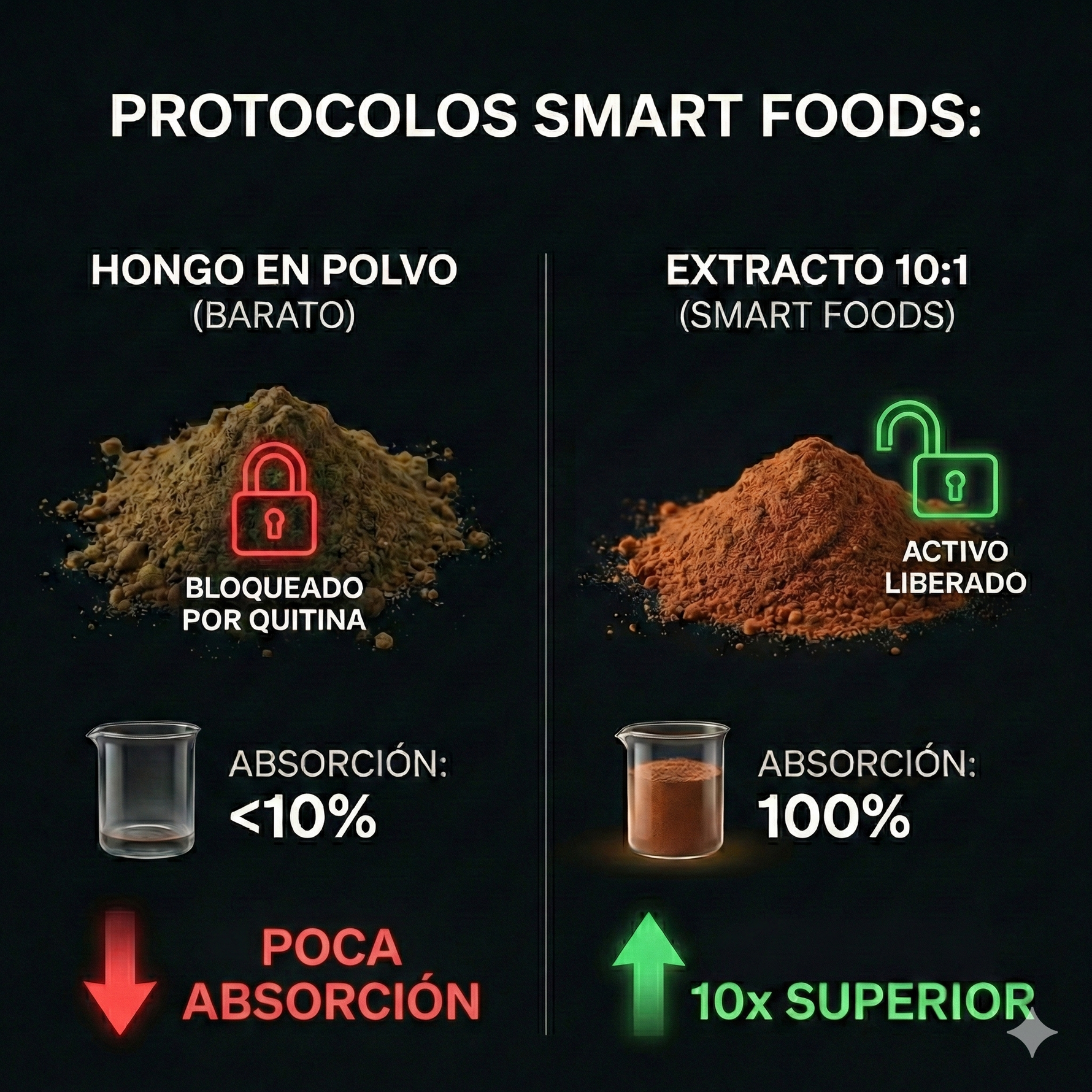 Extracto 10:1 vs Hongo en Polvo: La Diferencia de $200.000