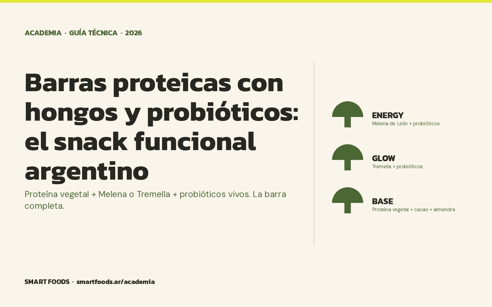 Barras proteicas con hongos y probióticos: el snack funcional argentino — Smart Foods Academia