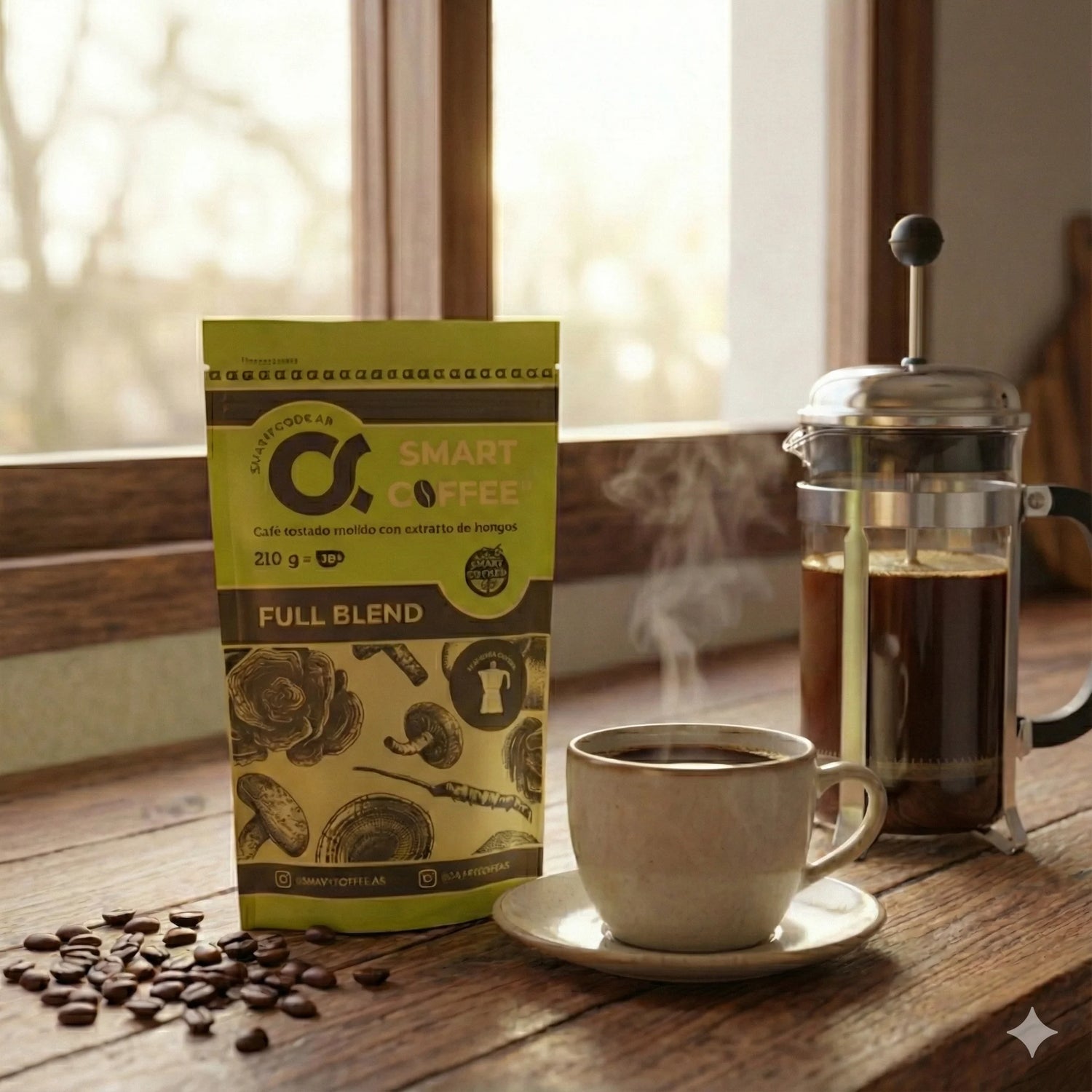 Café funcional molido con blend de Shitake, Maitake y Melena de león