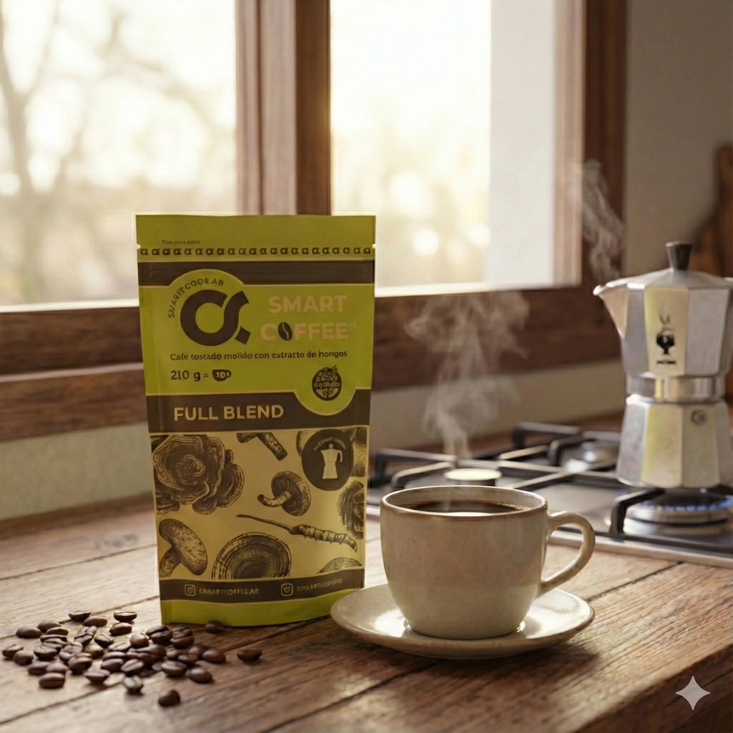 Café funcional molido con blend de Shitake, Maitake y Melena de león